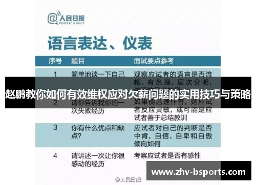 赵鹏教你如何有效维权应对欠薪问题的实用技巧与策略 赵鹏教你如何有效维权应对欠薪问题的实用技巧与策略